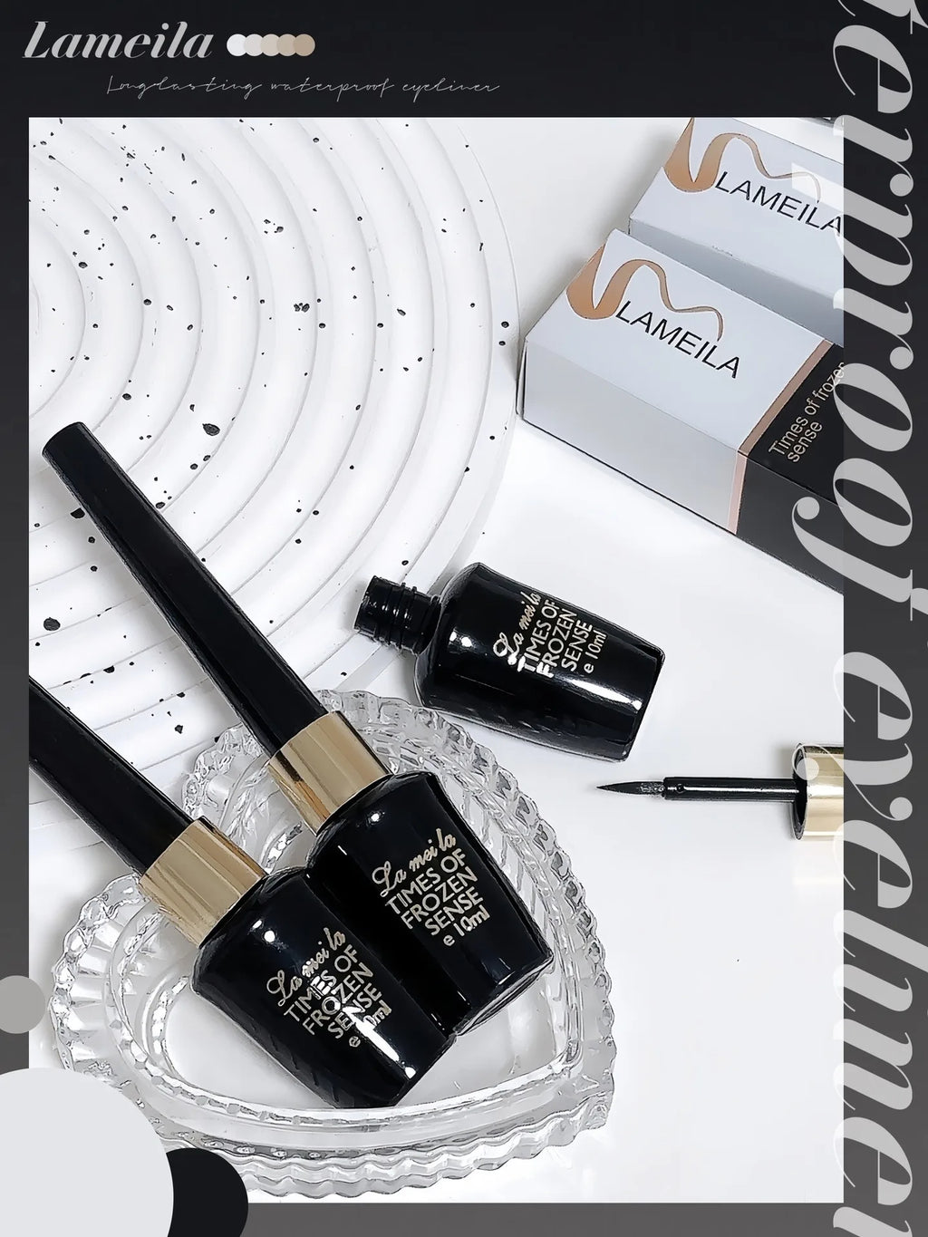 Long-lasting Black Gel Eyeliner Ultra-fine Hard-tipped Waterproof Liquid Eyeliner Pen Quick-Dry Durable Cosmetics Makeup Tool