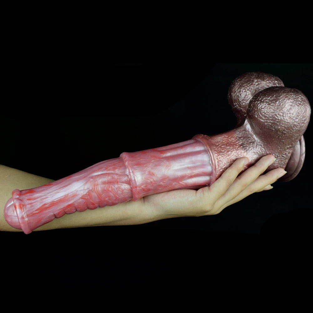 Realistic Horse Dildo with Suction Cup for Women, Lifelike Veins & Testicles Silicone Design, Giant 13.77Inch Masturbation Toy