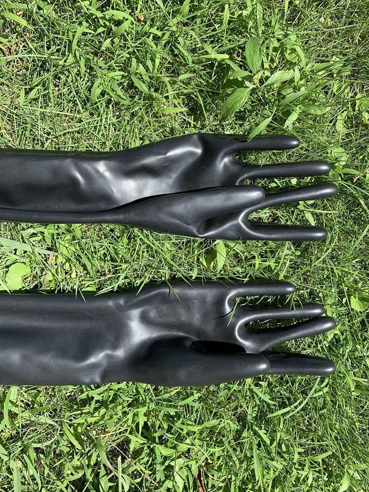 Chlorated Unisex Short Latex Gloves Mittens Fetish Slim Finger Wrist Length Seamless 3D