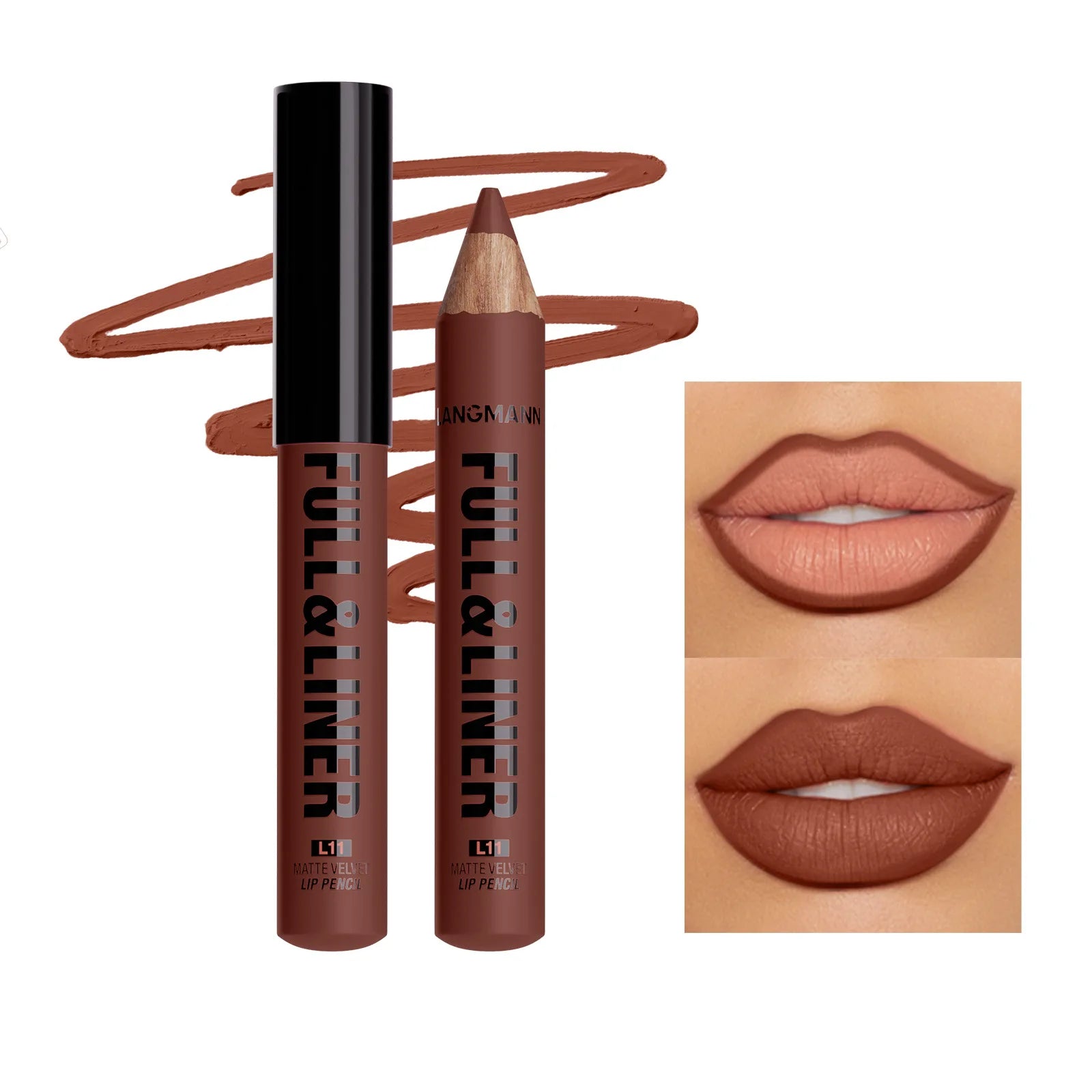 Wooden Matte Brown Lip Liner Pencil 12 Colors Velvet Nude Pink Lipstick Pencil Lasting Soft Smooth Lipliner Outline Lips Contour
