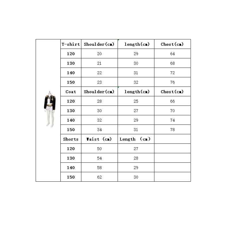 Kids  Rumi mila zuoyi Cosplay costume Black and gold set Children's girl idol role-playing costum