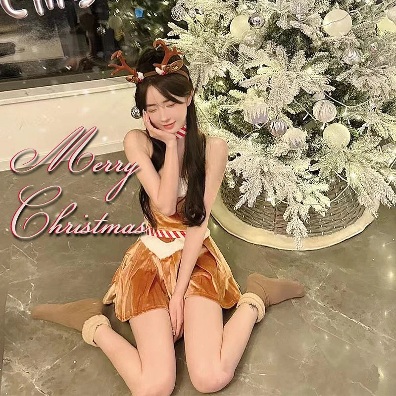 Christmas Cosplay Costume Sexy Reindeer Rudolph Xmas Party Performance Photoshooting Tempting Uniform Hot Seductive Pure Desire
