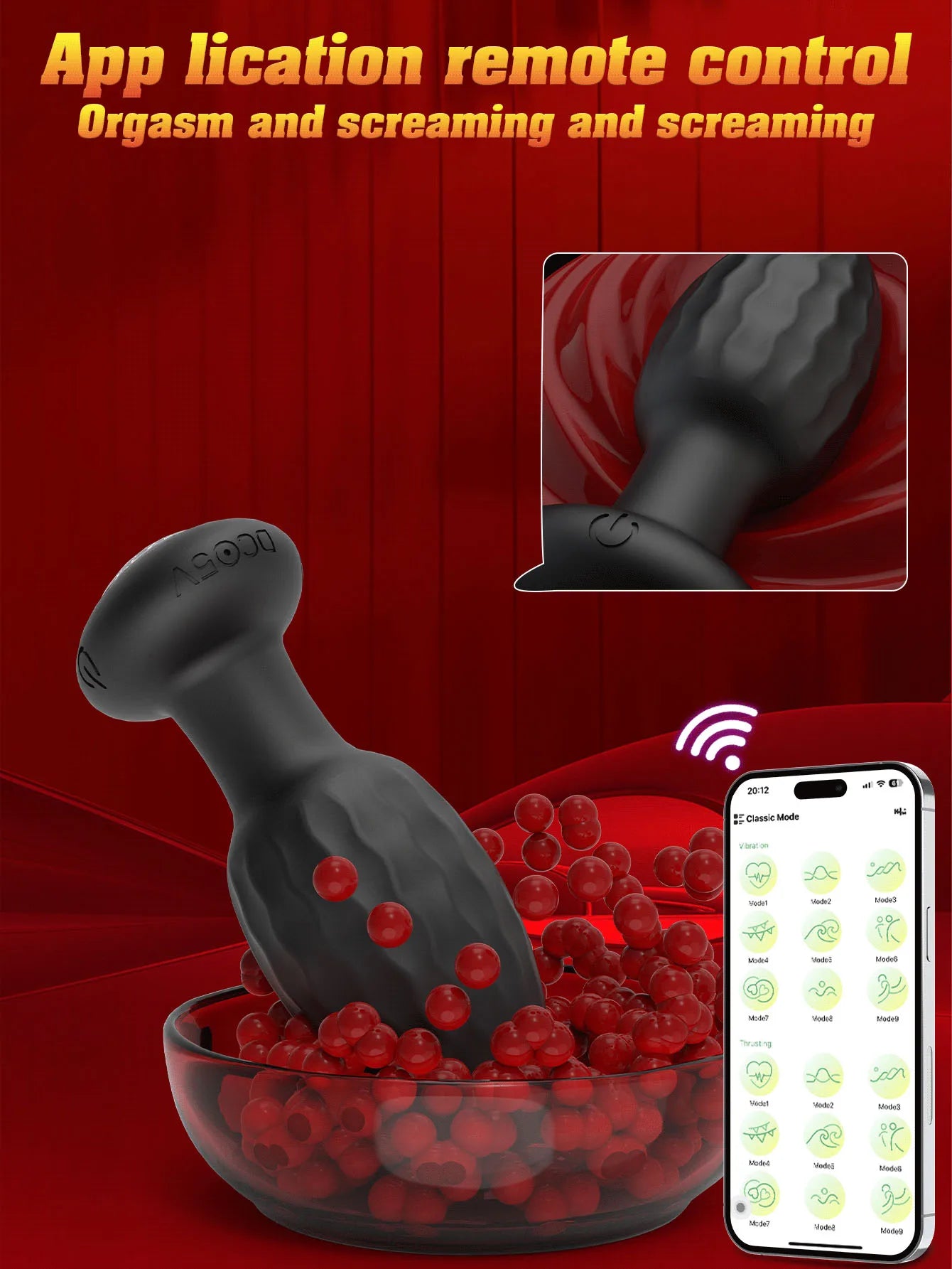 APP Control Anal Plug Vibrator with LED Light Blue-tooth Butt Plug Vibrator Prostate Massager Sex Toys for Women Men Adult