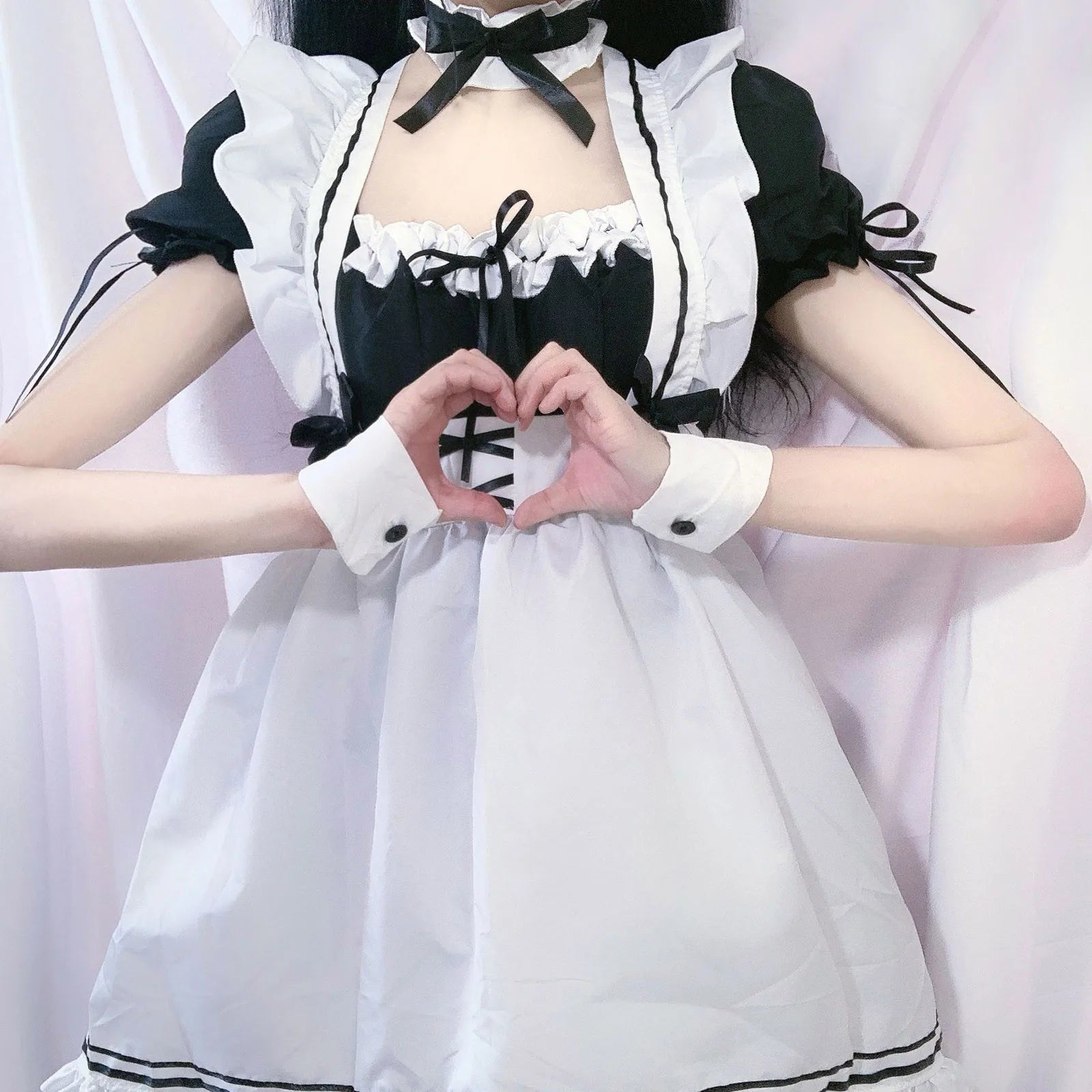 Black Pink Lolita Maid Costumes Cute Girls Women Lovely Maid Cosplay Costume Animation Show Japanese Outfit Dress Clothes S-5XL