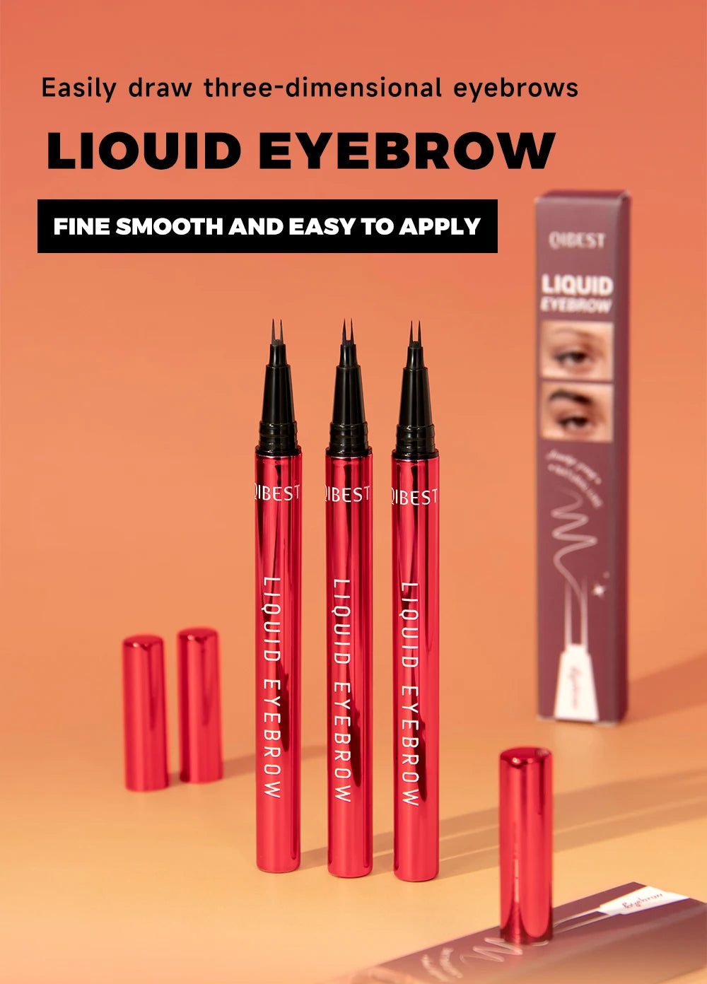 QIBEST 2 Fork Tip Liquid Eyebrow Pencil Eyeliner Lower Eyelash Pen Makeup Waterproof Lasting Quick Drying Ultra-fine Brows Pen