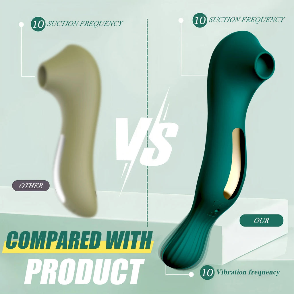 Vibrating Dildo 2 IN 1 Powerful Mode Female Sucking Vibrator Vagina Massager G-Spot Clitoris Nipple Stimulator Sex Toy for Women