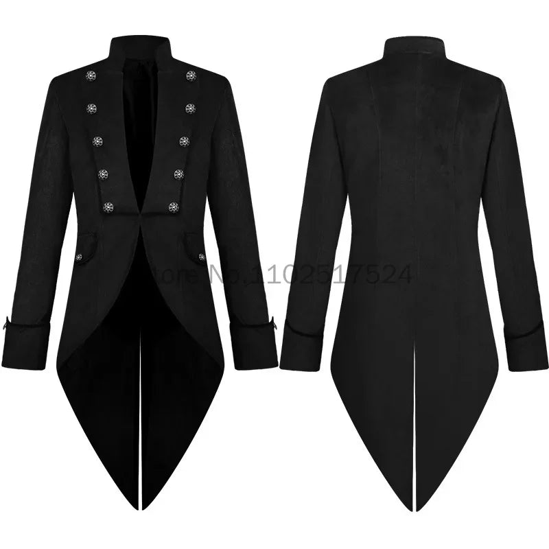 2025 Steampunk Women Men Medieval Dress costume Velet Stand Collar Tailcoat Gothic Vampire Cosplay Jacket Coats S-5XL