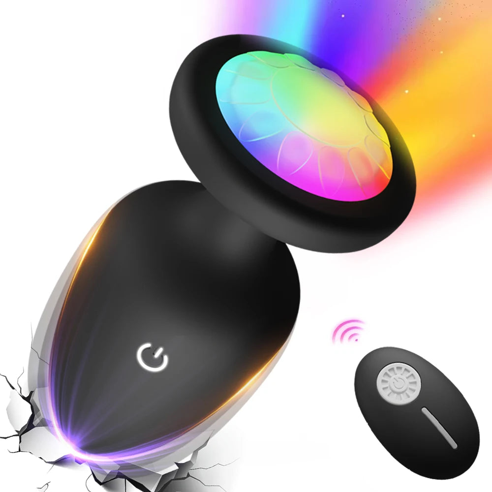 LED Colorful Light Butt Plug for Women Men Anal Plug Vibrator Prostate Massager Adults Sex Toys Wireless Remote Control Buttplug