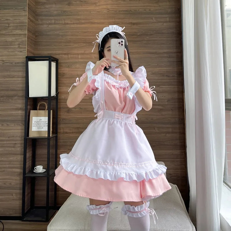 Black Pink Lolita Maid Costumes Cute Girls Women Lovely Maid Cosplay Costume Animation Show Japanese Outfit Dress Clothes S-5XL