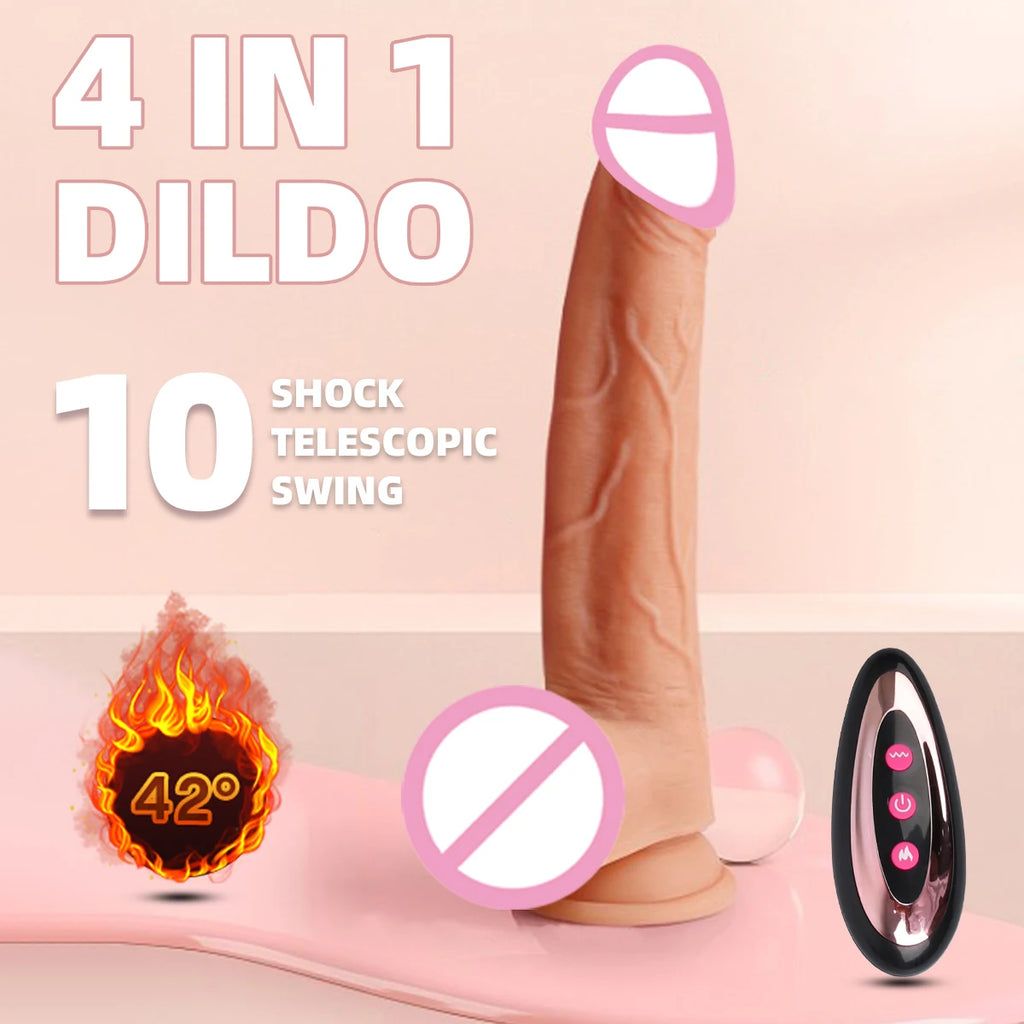 Realistic Dick Telescopic Dildo Vibrator Gode Heating G-Spot Anal Vagina Penetration Massager Masturbator Female Sex Toys Adult