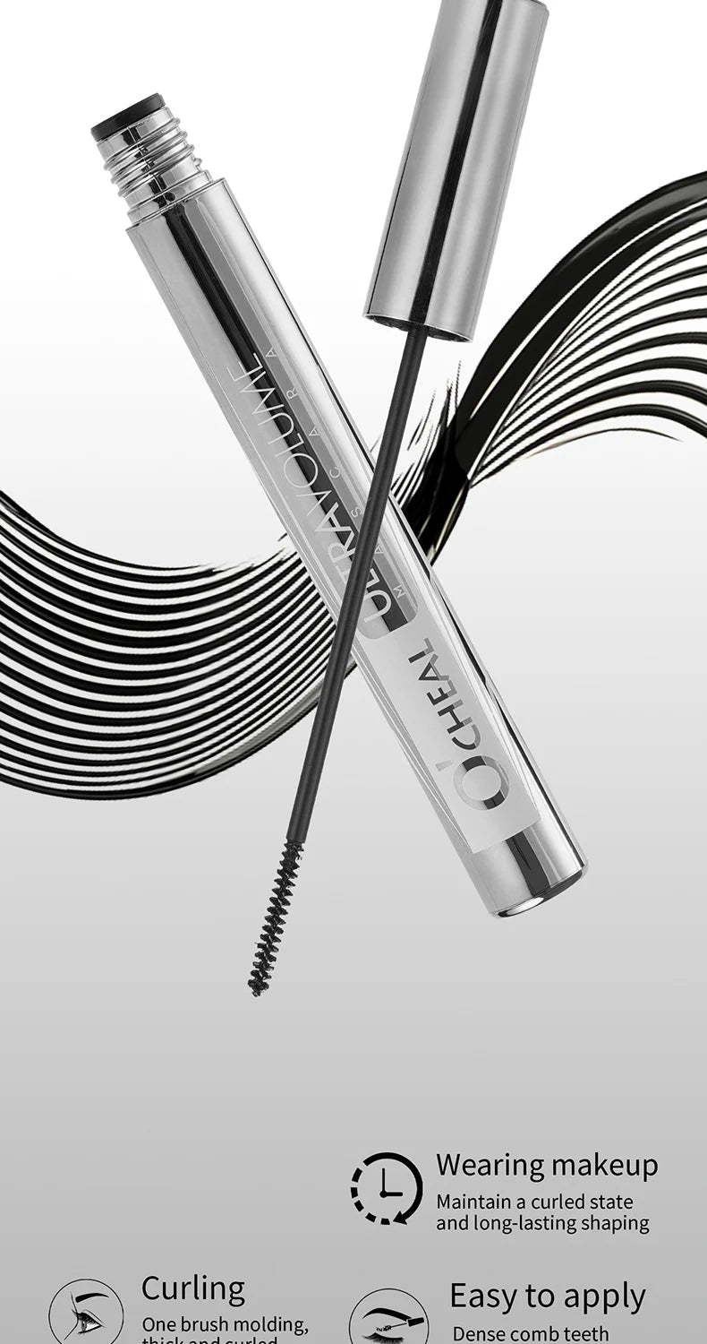 Long Lasting Waterproof Mascara 2mm Micro Engraving Brush Curling Lengthens Volumizes Smudgeproof Clump Free
