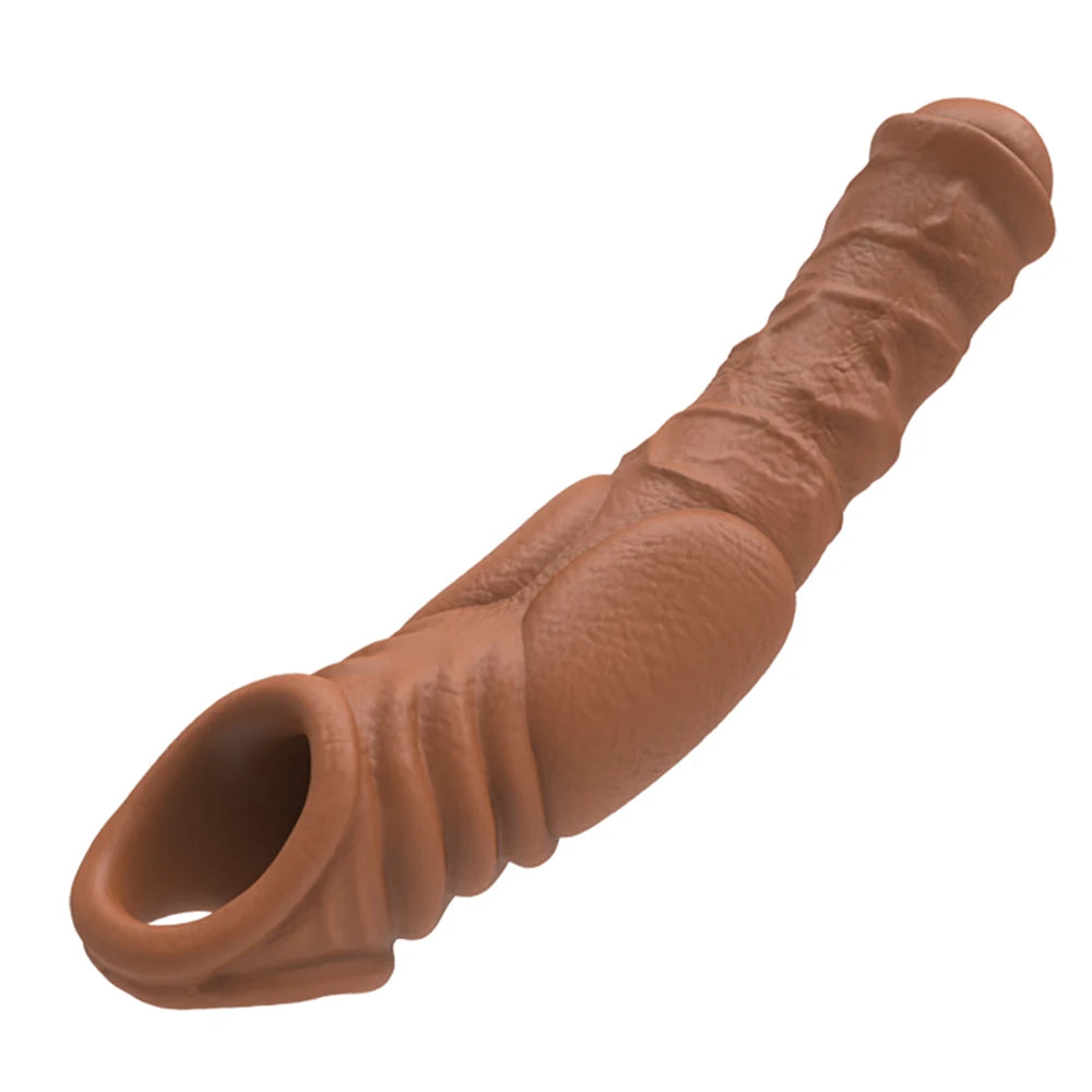 Vibrator for Men Penis Enlargement Sleeve Delay Ejaculation Cock Ring Reusable Comdom Penis Extender Adult Sex Toys For Men