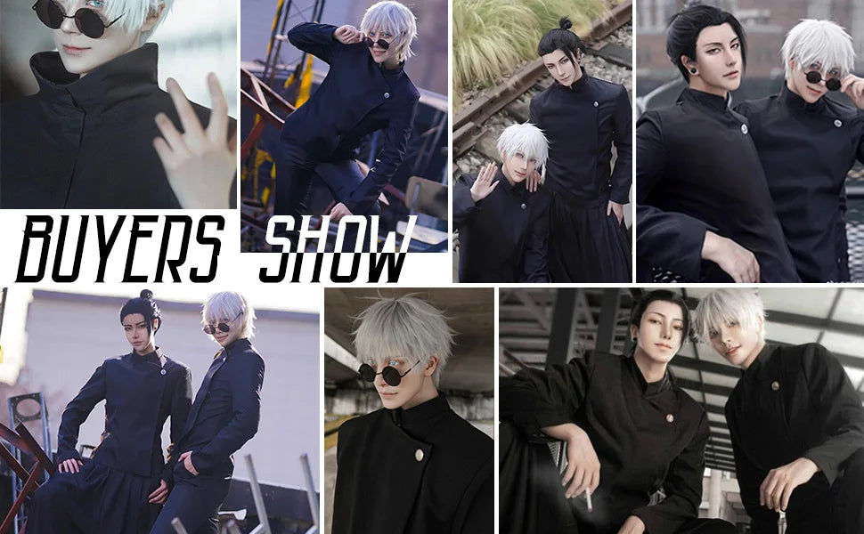 Jujutsu Kaisen High School Gojo Satoru Cosplay Costume Uniform for Men Women Shirt Pants Wig Halloween Uniform Full Sets