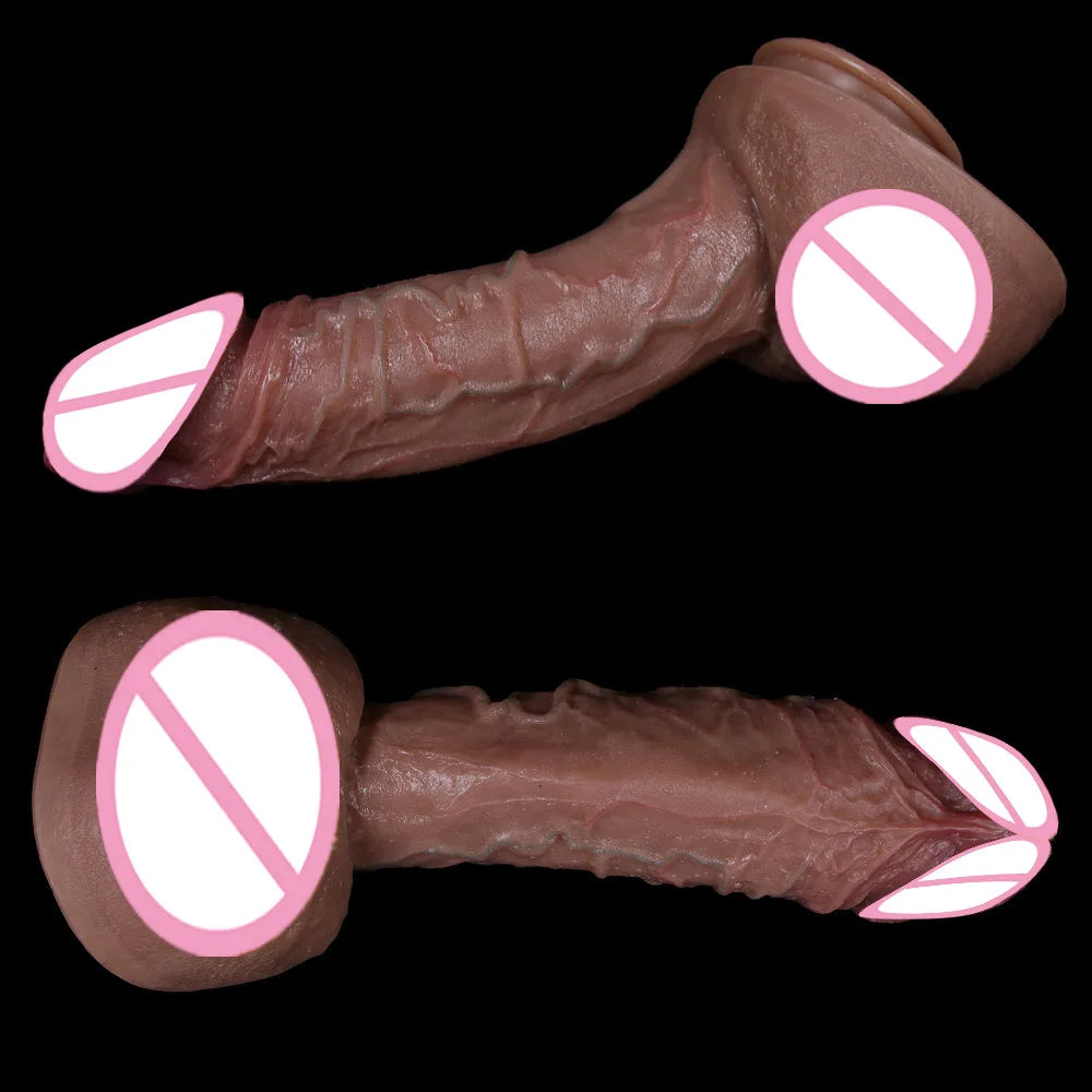 New Huge Realistic Dildo No Vibrator Big Penis Soft Skin Silicone Clear Veins Powerful Suction Cup Anal Sex Toys For Adult Woman