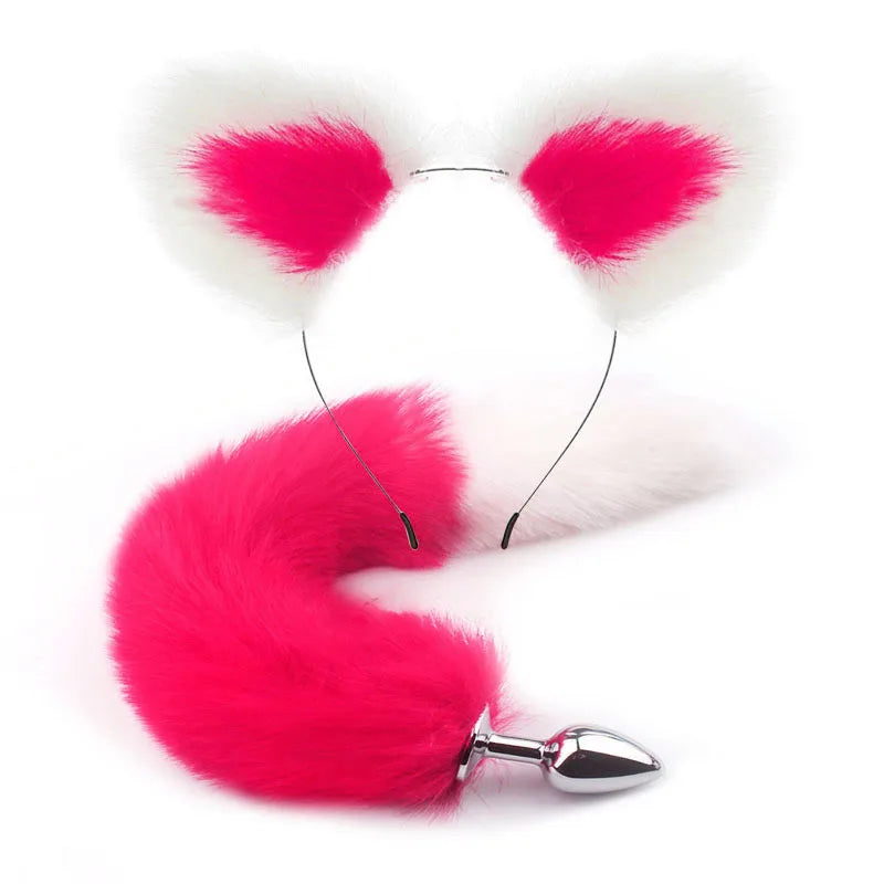 Ass Butt Tail Buttplug Fox Pigtail Anal Plug And Ears Erotic products BDSM Cat Ears Sex Game Toys For Couple Adults Women Men