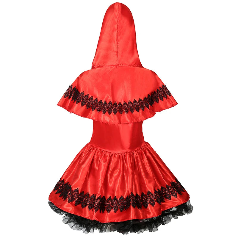 Women Little Red Riding Hood Cosplay Costumes for Halloween Party Fairy Tales Drama Show Role Playing Dress Up Outfit