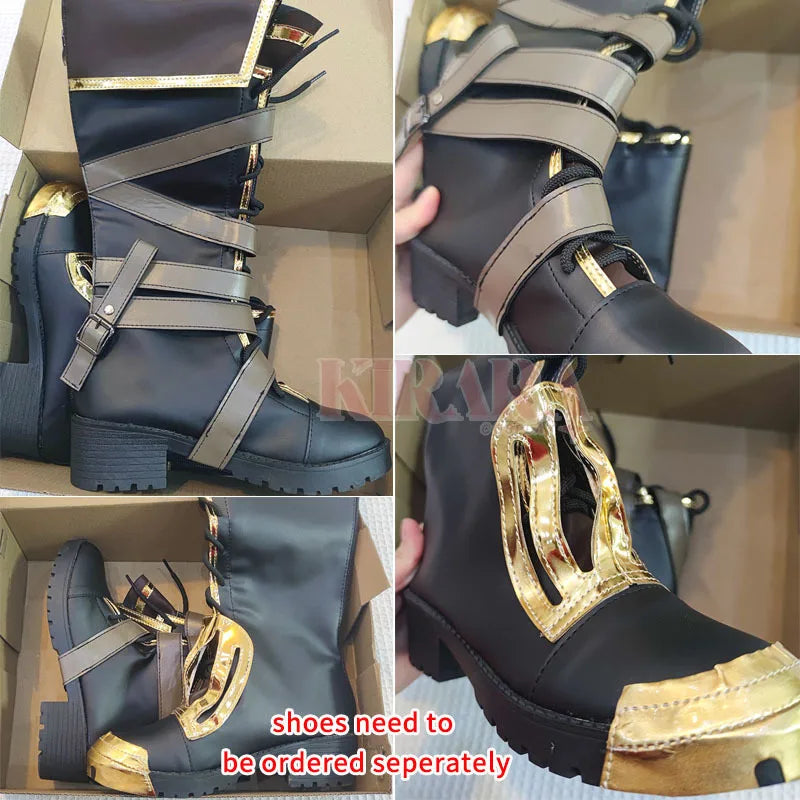 Vi Acrane Cosplay Costume Game Arcane Vi Red Wig Leather Jacket Halloween Carnival Outfits Vi Shoes Boots