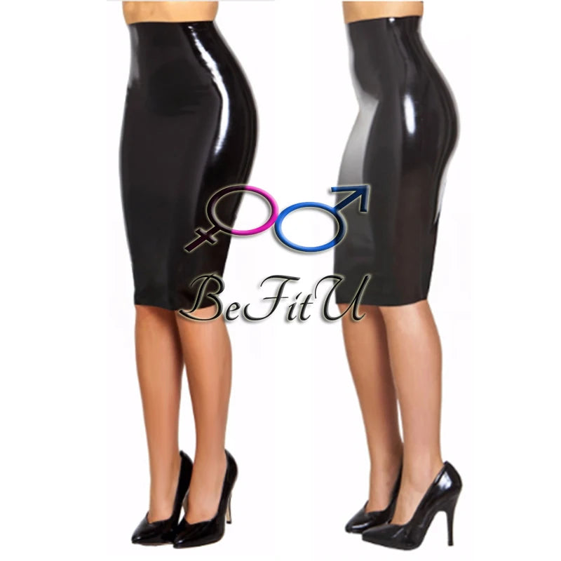 Latex Skirt  Seamless Dress sexy Women Pareos Fetish Apparel under  to the knees cosplay