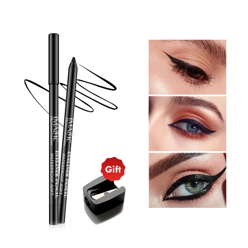 IMAGIC Eyeliner With Pencil Black\White\Nude Color Sharpener Long Lasting Liner Eye Waterproof Gel Eye Makeup
