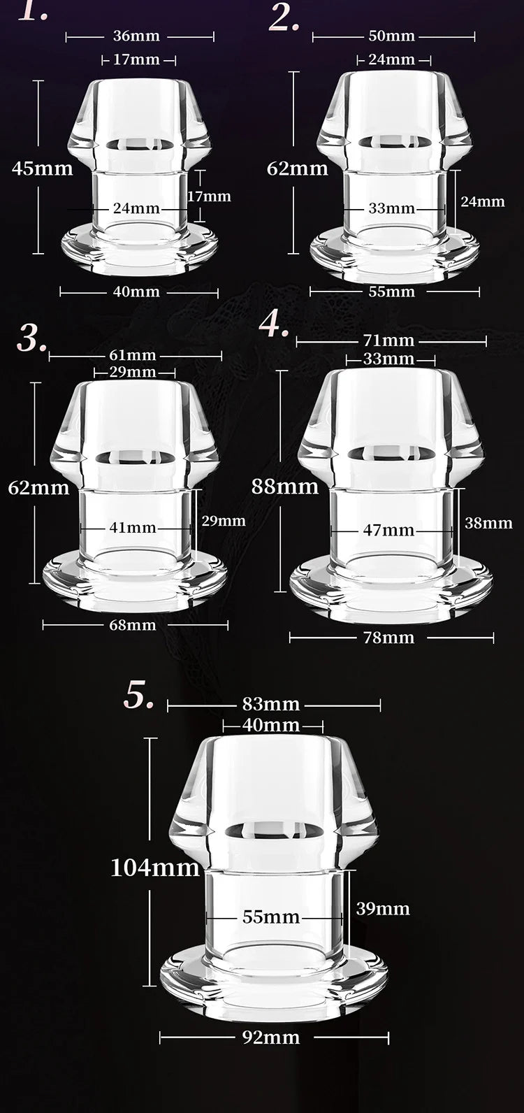 Hollow Anal Plug Silicone Butt Plugs with Stopper Anal Dilator Anus Tunnel Expansion Prostate Massage Sex Toys For Woman Men Gay