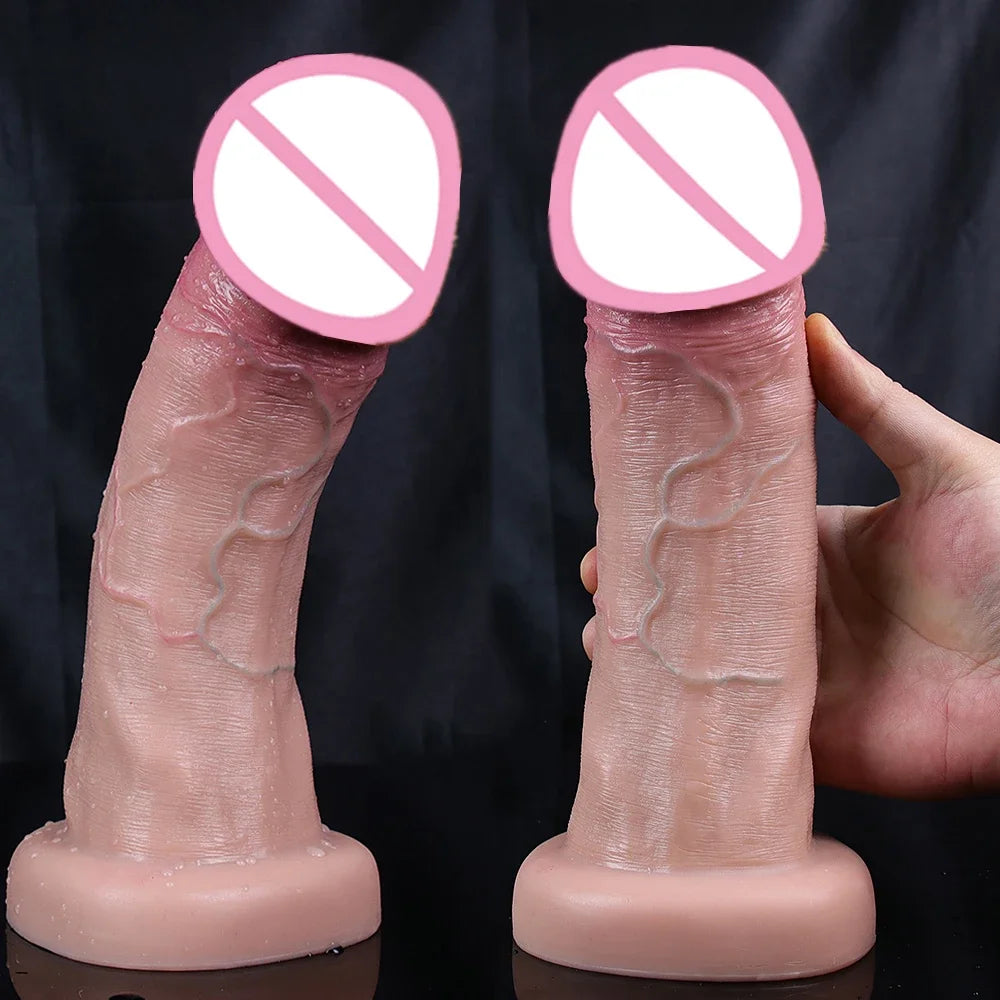 Ultra Simulation Soft Big Glans Dildo Realistic Penis Lifelike Dick Anal Plug Suction Cup Thrusting Sex Toys For Woman Gay 18+