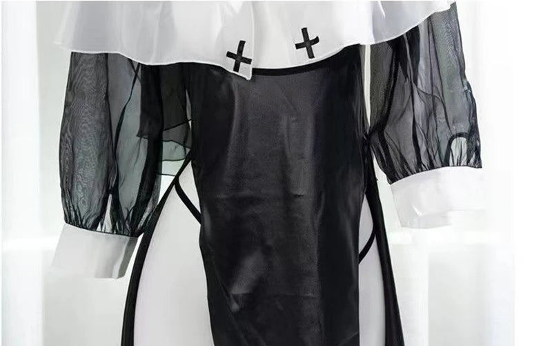 Sexy female nun Halloween cosplay costume perspective fantasy erotic lingerie hollow lingerie set