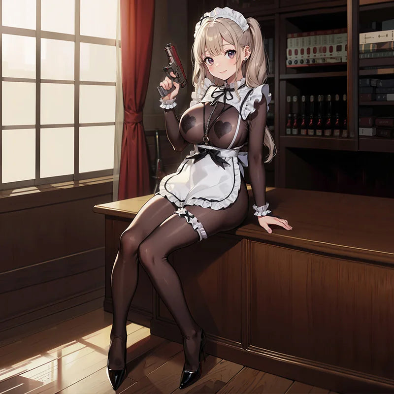 Sexy Women Crotchless Lingerie Cosplay Lolita Uniform French Apron T panties Maid Dress Erotic Underwear Role Play Costumes Sets