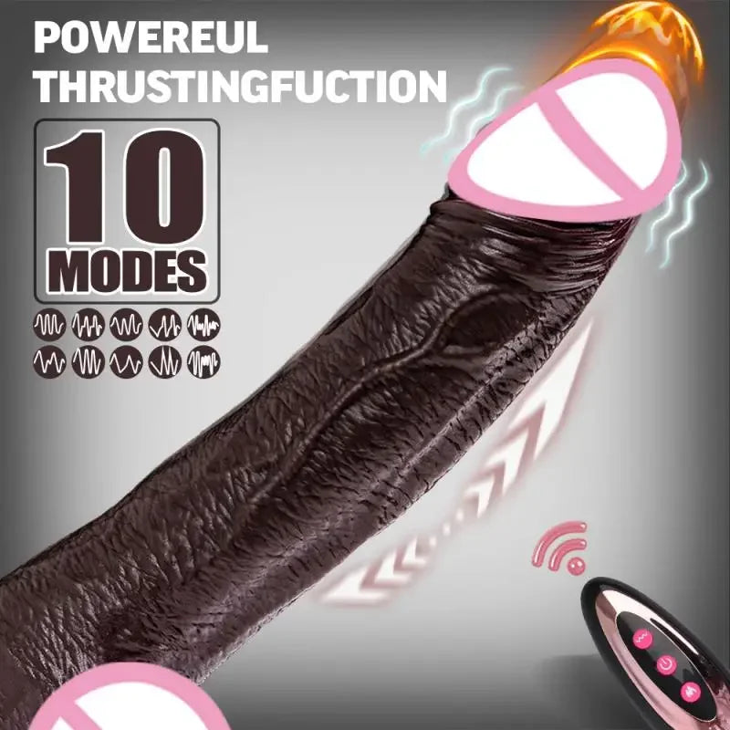 Women's Realistic Large Dildo Vibrator Sex Toy with Heating Function Big Penis Remote Control Telescopic Vibrator for Anal Use