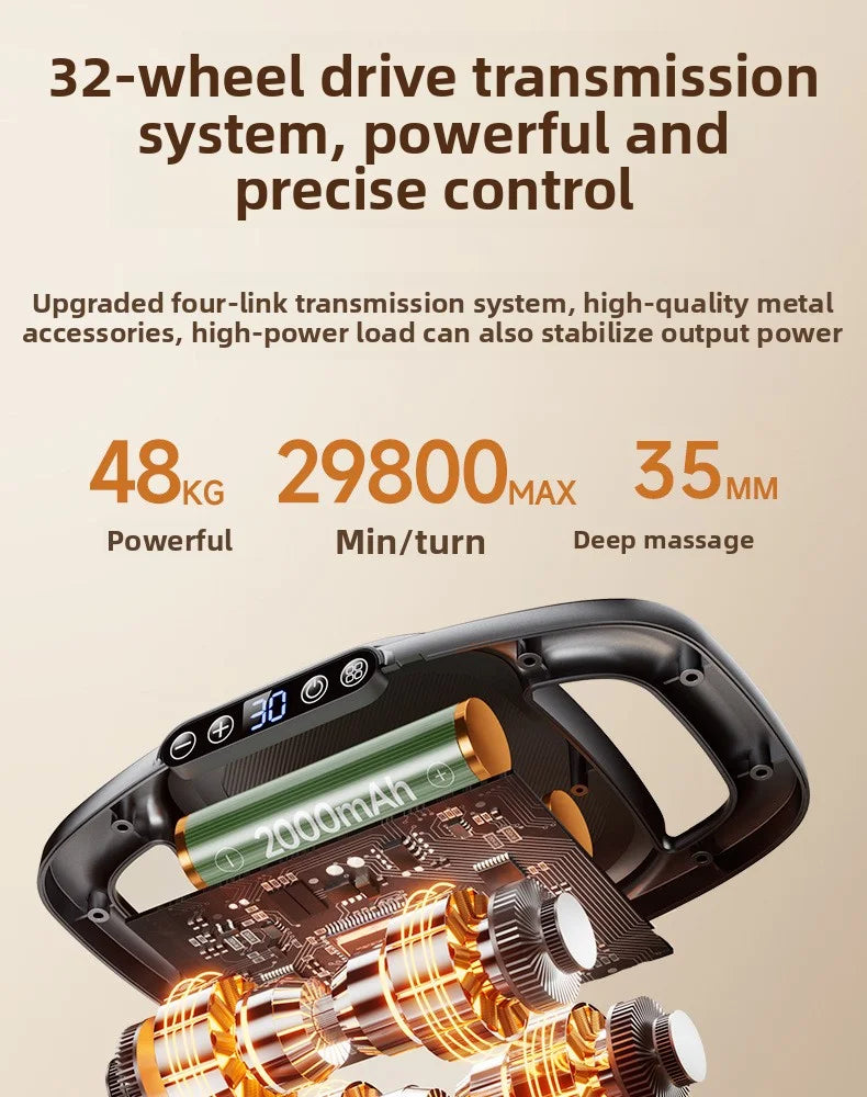 32 Massage Heads Massage Gun Deep Tissue Muscle Professional High Quality Wireless Frequency Vibration Red Light Masajeador