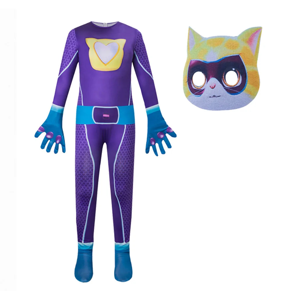 SuperKitties jumpsuit, tight fitting Halloween costume, stage performance costumes, super cats