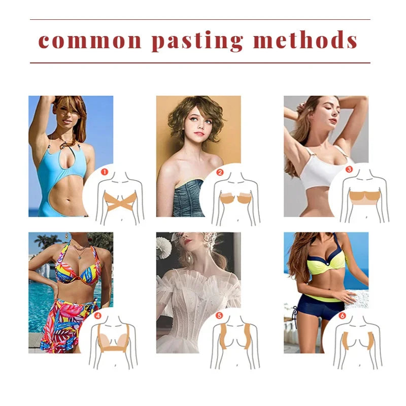 Women Lingerie Accessories Wide Boob Tape Bras Push Up Breast Lift Self Adhesive Invisible Strapless Bra Nipple Stickers Covers