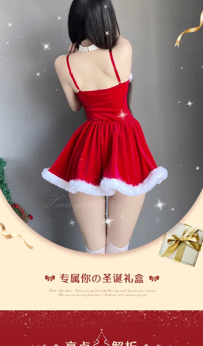 Sexy Christmas Bunny Girl Costume Dress for Women Cute Xmas Party Clubwear Stage Performance Festive Photo Shoot Outfits