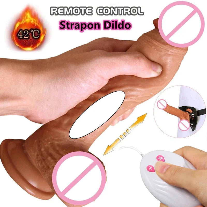Realistic Dildo Vibrator Big Penis Telescopic Heating Silicone Female Dildos for G Spot Anal Stimulation Vibrators for Women 18