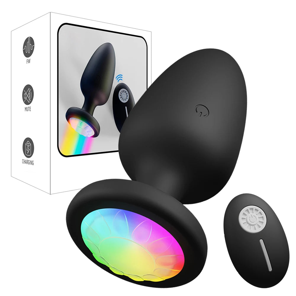 LED Colorful Light Butt Plug for Women Men Anal Plug Vibrator Prostate Massager Adults Sex Toys Wireless Remote Control Buttplug