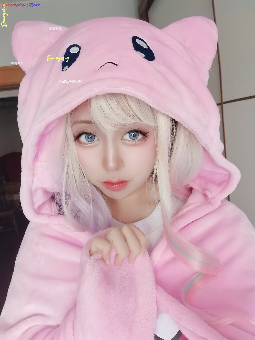 Game Needy Girl Overdose KAngel Cosplay A P Pink Cat Head Air Conditioning Carpet Anchor Girl Heavy Dependence On COS Sugar