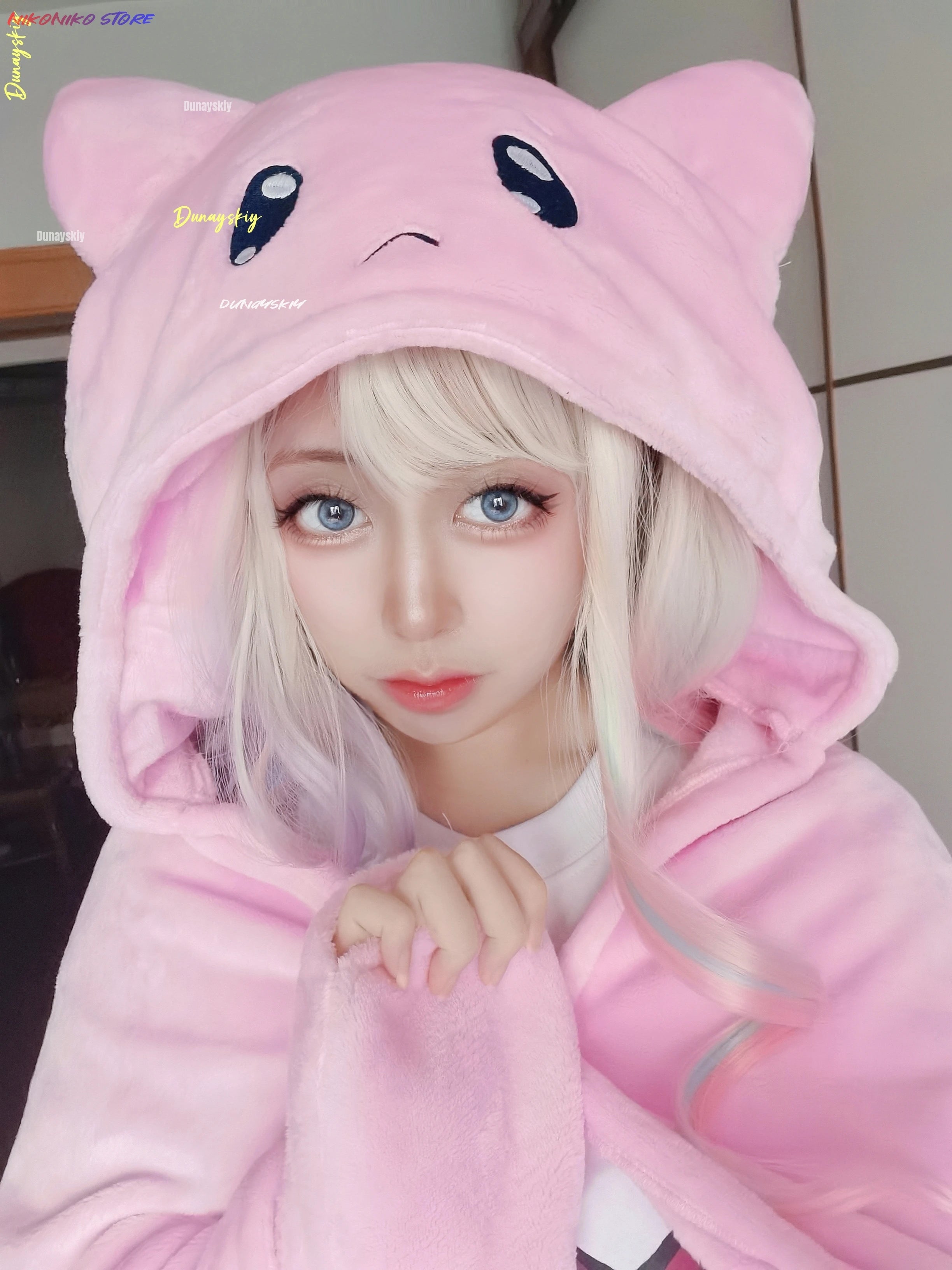 Game Needy Girl Overdose KAngel Cosplay A P Pink Cat Head Air Conditioning Carpet Anchor Girl Heavy Dependence On COS Sugar