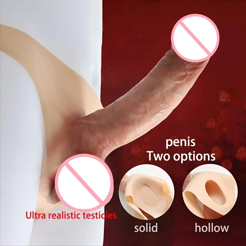 Silicone Wearable Underwear with Giant Dildo, Sex Toy Huge Dildo Panties with Realistic Penis, Simulate Skin Texture G Spot