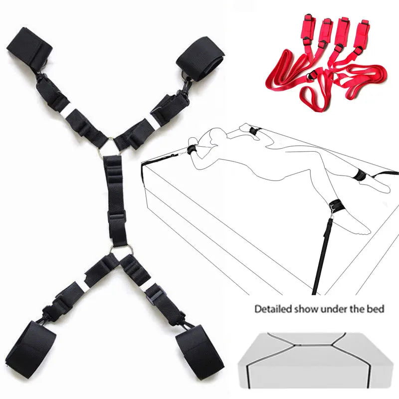 Adult Sex Toys For Woman Couples Handcuffs Bdsm Bondage Set Under Bed Restraints Rope Strap Adult Game Goods SM Porn Accessories