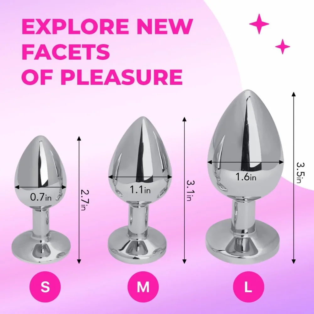 Anal Plug 3 Sizes Stainless Steel Crystal Anal Plug Removable Butt Plug Stimulator Anal Adult Sex Toys Prostate Massager Dildos