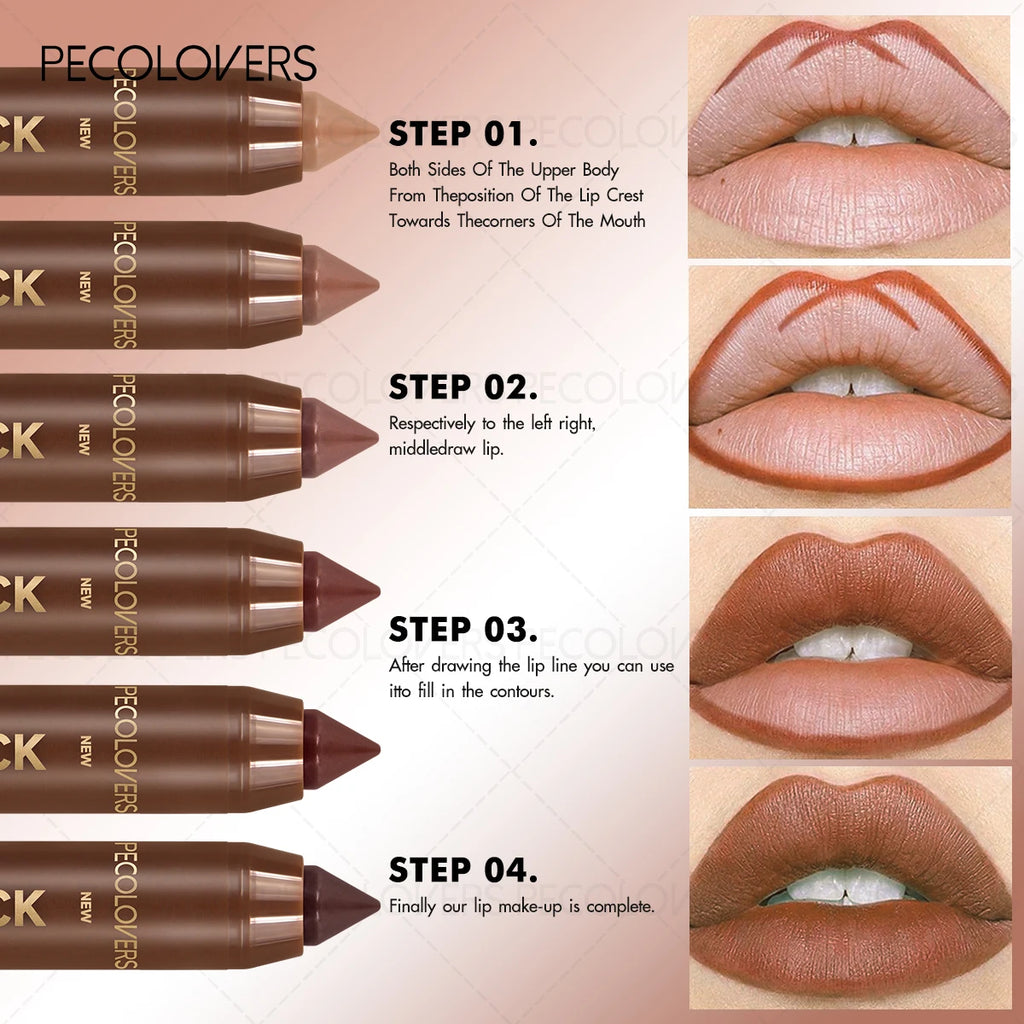 1PC 2-in-1 Lip Liner & Lipstick - Matte Texture,  Great for Lip Contouring, Perfect for Autumn and Winter Looks