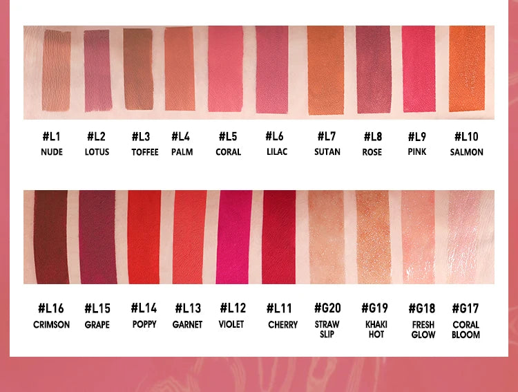 IMAGIC 20Colors Lip Glaze&Gloss Long Lasting Matte Moisturizing Lightweight Pigment Liquid Lipstick Silky Texture Women Makeup