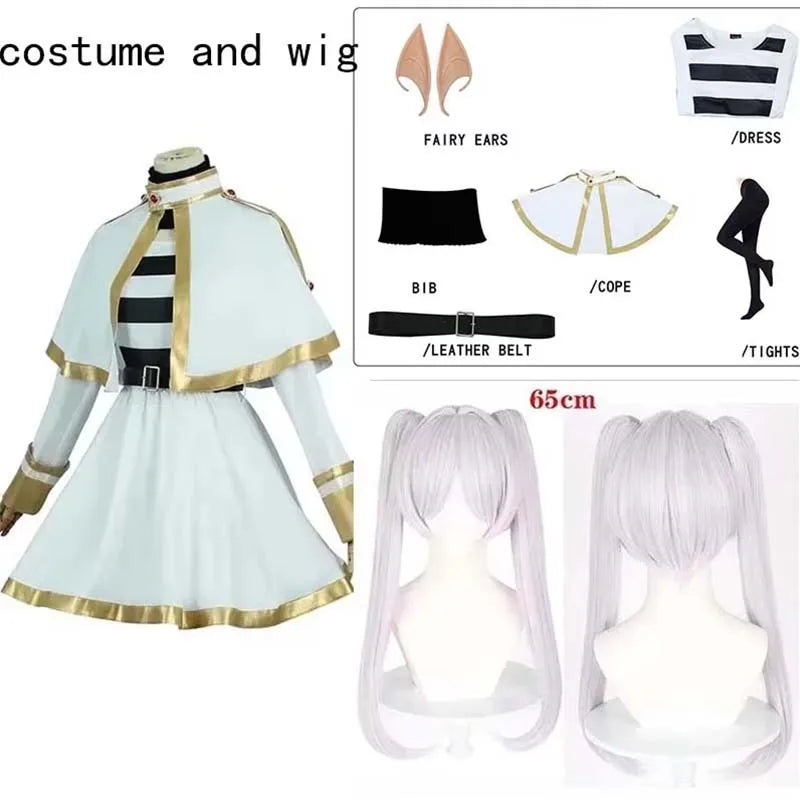 Frieren Cosplay Costume Frieren Dress with Ears Stockings for Anime Comic Con Frieren Outfits