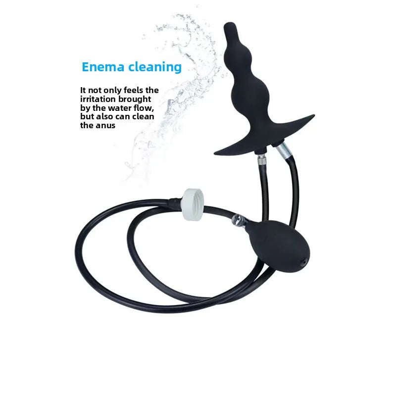 Water Spray Enema Inflatable Anal Plug Stimulate Sex Toys For Couple Women Vagina Anus Extreme Dilator Douche Cleaner SM Tool