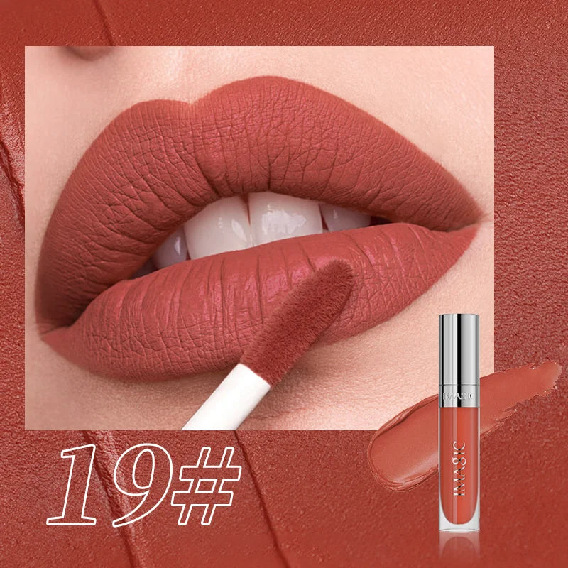 IMAGIC Natural Matte Lipgloss Stainless Steel Cup Waterproof Long-Lasting Lip Makeup Beauty 8ml NO.LP-221