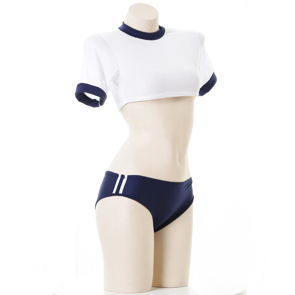 AniLV Japanese Anime Student PE Gym Outfit School Girl Gymnastics Uniform Sports Cheerleader Clothes Cosplay Costume