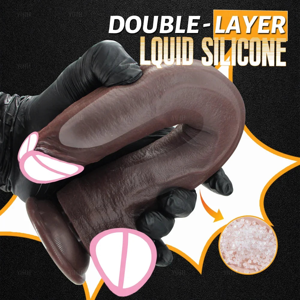 Realistic Long Dildo Sex Toys Dual-Layer Silicone Big Dildos Lifelike Giant Dildo Anal Play with Suction Cup Sex Toys for Women