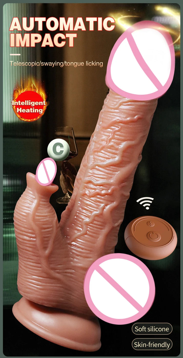 Realistic Dildo Telescopic Swing Heating Vibrator for Women Clitoris Vaginal G Spot Stimulation Massager Adult Pleasure Sex Toy