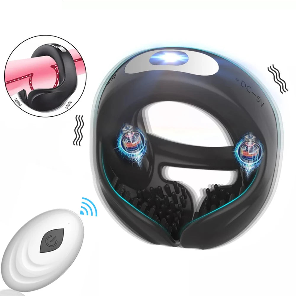 Vibrating Cock Ring Cockring Sex Toys for Men Couple Delay Ejaculation Chastity Testicles Massager Penis Vibrators for Adults 18