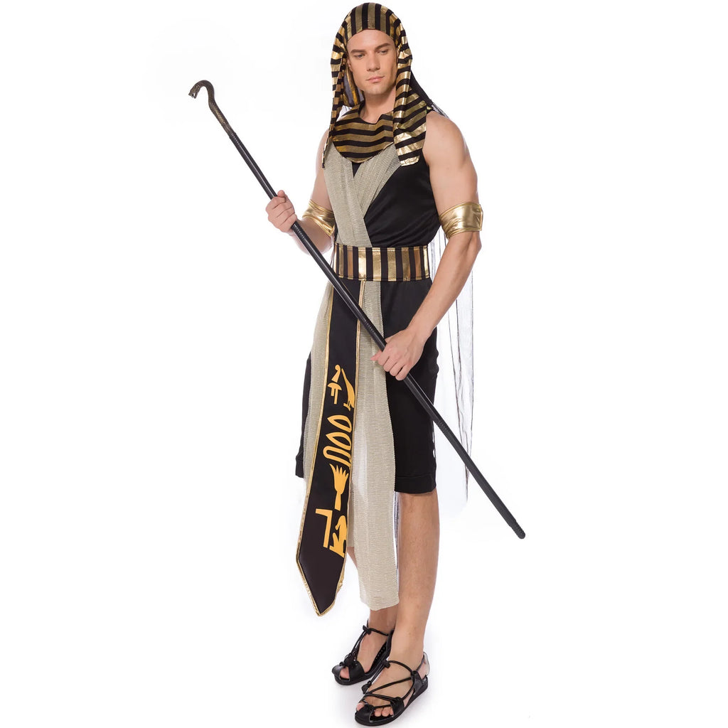 Adult Ancient Egyptian King Pharaoh Costume Egypt Cleopatra Costumes Cosplay Halloween Fancy Dress Historical Theme Party