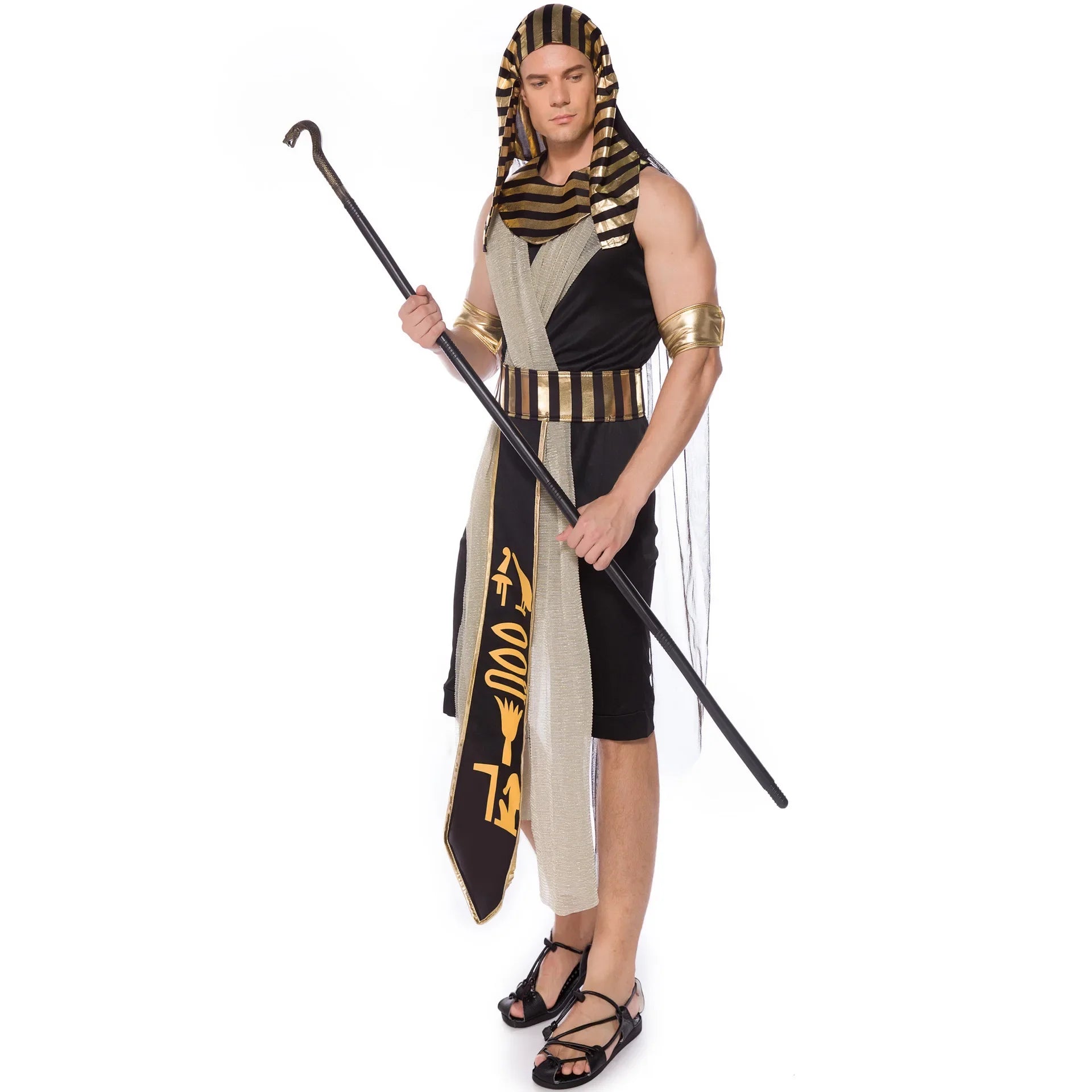 Adult Ancient Egyptian King Pharaoh Costume Egypt Cleopatra Costumes Cosplay Halloween Fancy Dress Historical Theme Party